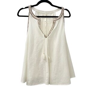 Lucky Brand White Sleeveless Top with Crochet Detail Sz XL